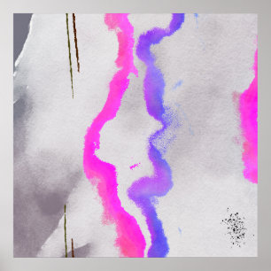 Póster Púrpura y rosa acuarela abstracto