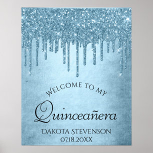 Póster Purpurina azul de hielo goteo Glam Sweet Diecisé