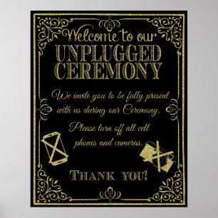 Póster purpurina boda desconectado no firmar teléfonos