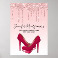 Purpurina de goteo rosado moderno y tacones altos