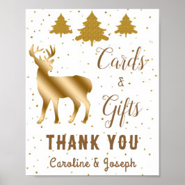 Póster Purpurina de Oro de Árboles de Navidad Deer Buck G