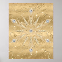 Purpurina de oro de lujo Snowflake Diamond Poster