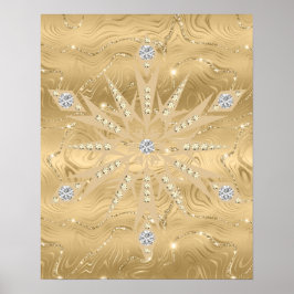 Póster Purpurina de oro de lujo Snowflake Diamond Poster