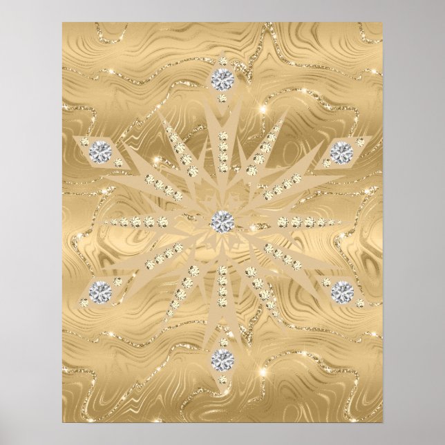 Póster Purpurina de oro de lujo Snowflake Diamond Poster (Frente)