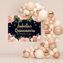 Purpurina de oro floral rosado estrenos negro Quin