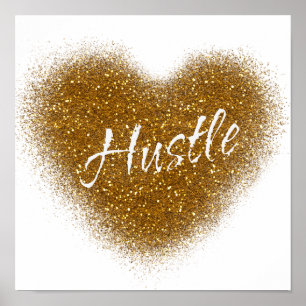 Póster Purpurina de oro HUSTLE Heart Inspirador Wall Prin