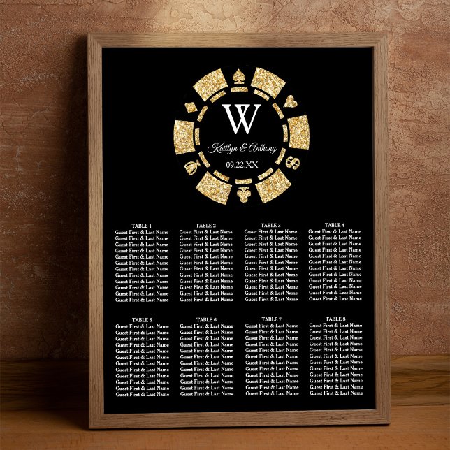Póster Purpurina de oro Póquer Chip Casino Boda (Subido por el creador)