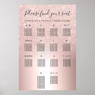 Póster purpurina de oro Rosa
