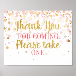 Póster Purpurina De Oro Rosa Confetti Gracias Por Favor R