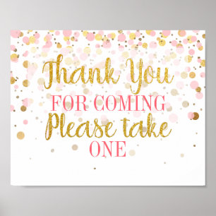 Póster Purpurina De Oro Rosa Confetti Gracias Por Favor R