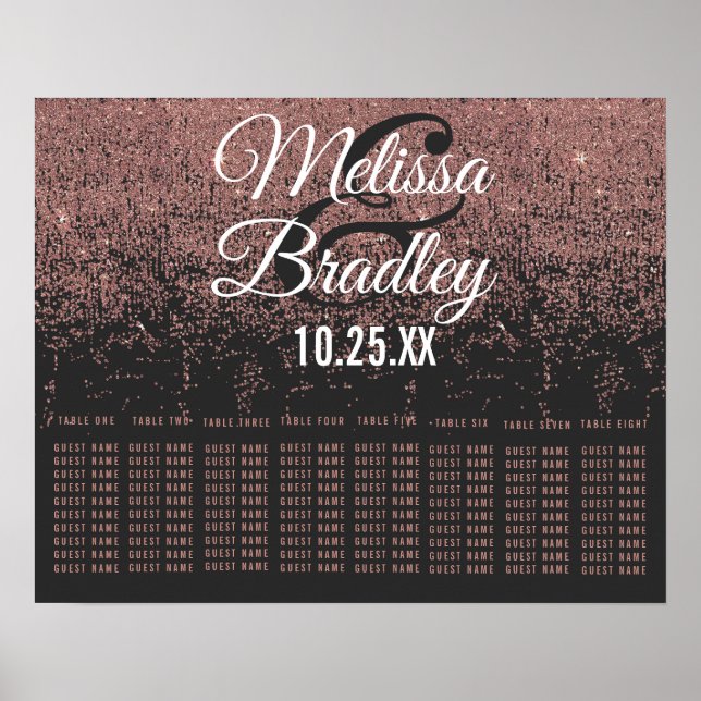 Póster Purpurina de oro Rosa parquea tabla de asientos ne (Frente)