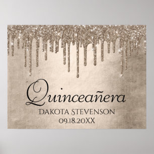 Póster Purpurina Drin Gold Champán Melt Quinceanera