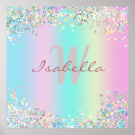 Póster Purpurina Holográfico de Unicorn