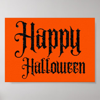 Póster Purpurina negro Feliz Halloween