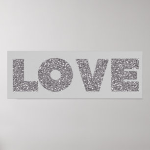 Póster Purpurina plateado amor
