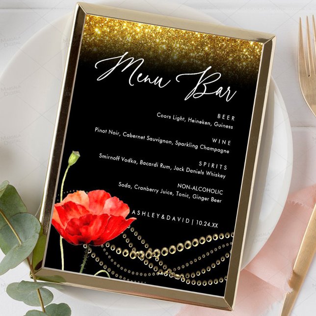 Póster Purpurina Poppy Elegant Wedding Menú Rótulo (Subido por el creador)