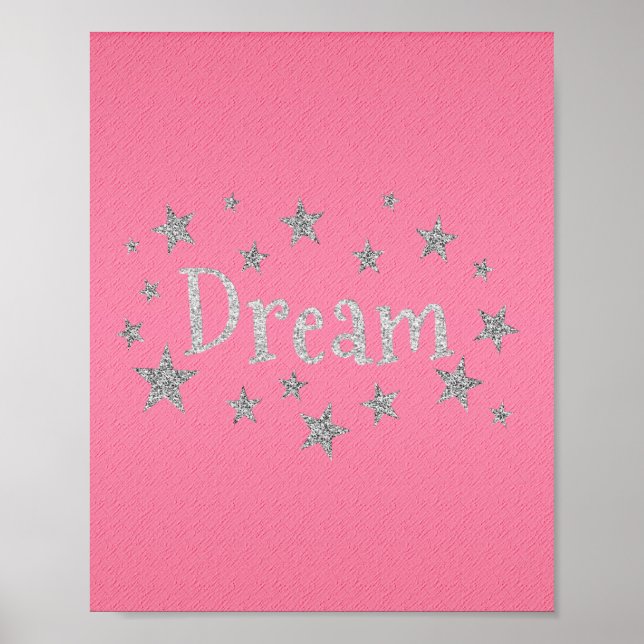 Póster Purpurina Poster Dream Hot Pink con Silver (Frente)