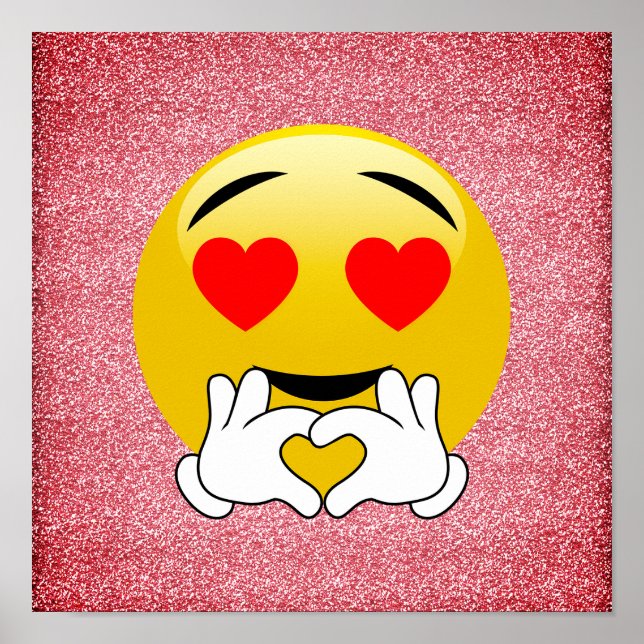 Póster Purpurina rojo Poster de Emoji de corazón de amor (Frente)