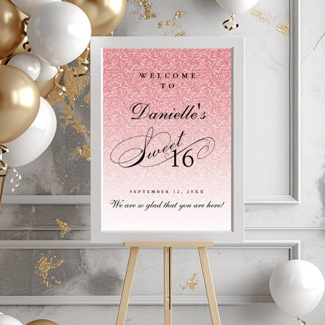 Póster Purpurina rosa claro dulce 16 bienvenida personali (Subido por el creador)