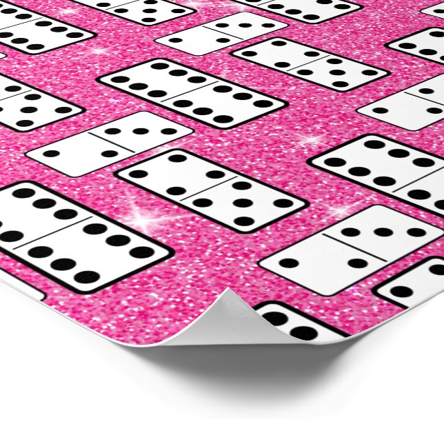 Póster Purpurina rosa de juego de mesa dominoes de dominó (Esquina)