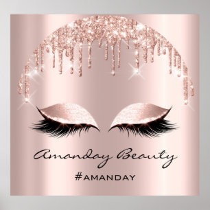 Póster Purpurina Rosa de Rubor perfora uñas de maquillaje