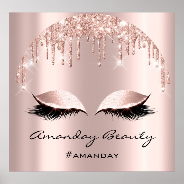 Póster Purpurina Rosa de Rubor perfora uñas de maquillaje (Frente)