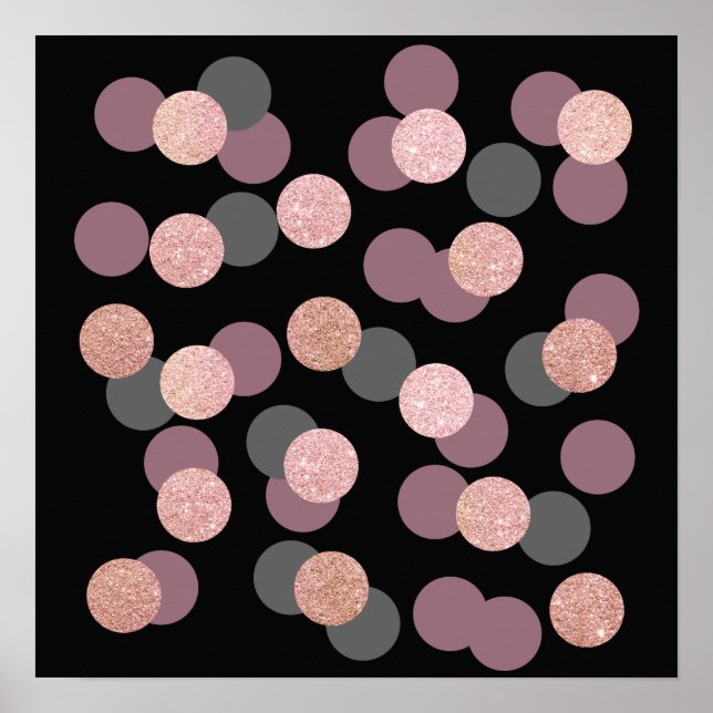 Póster purpurina rosa elegante de oro rosa pastel (Frente)