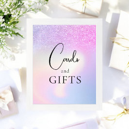 Póster Purpurina rosa morado Ombre mesa de regalo Ducha d