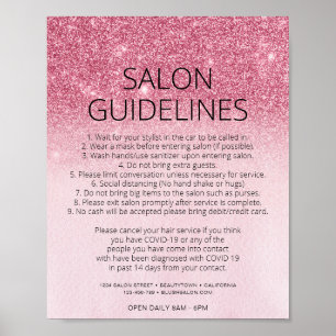 Póster Purpurina Rosa Salón De Pelo Covid Seguridad De La