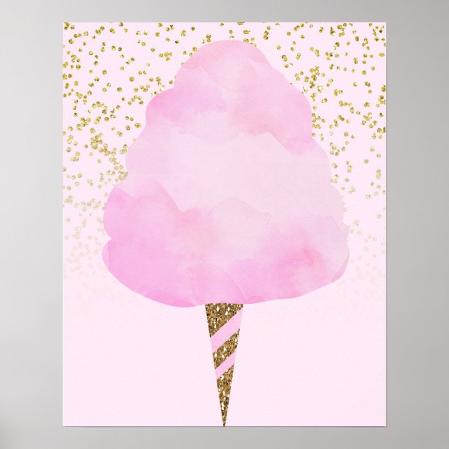 Póster Purpurina rosado de algodón y  de oro adoran a Chi (Frente)
