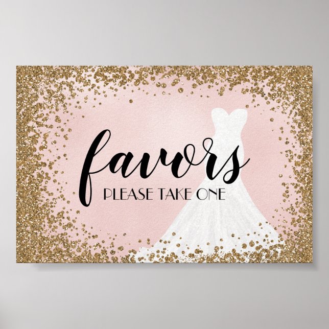 Póster Purpurina ruborizante Vestido de novia Favor de du (Frente)