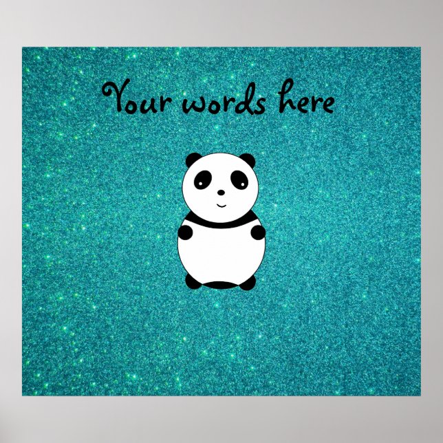 Póster Purpurina turquesa de panda de bebé lindo (Frente)