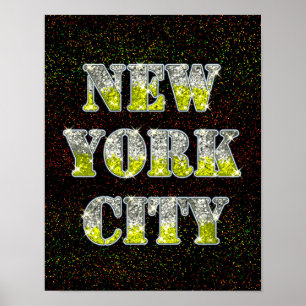 Póster Purpurinas de Oro Plateado de Nueva York
