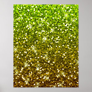 Póster Purpurinas de oro verde brillante