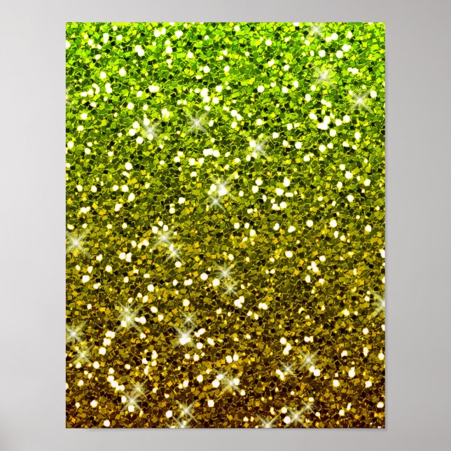 Póster Purpurinas de oro verde brillante (Frente)