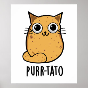 Póster Purr-tato Gracioso Gato Pun