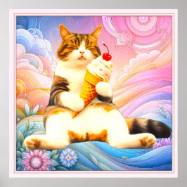 Póster Purrfectly Asleep – Cat Holding Ice Cream Cone