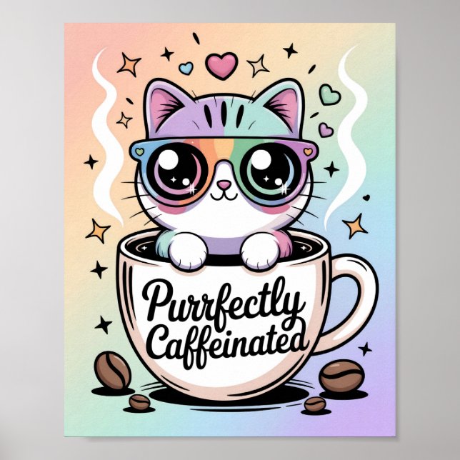 Póster Purrfectly Caffeinated (Frente)
