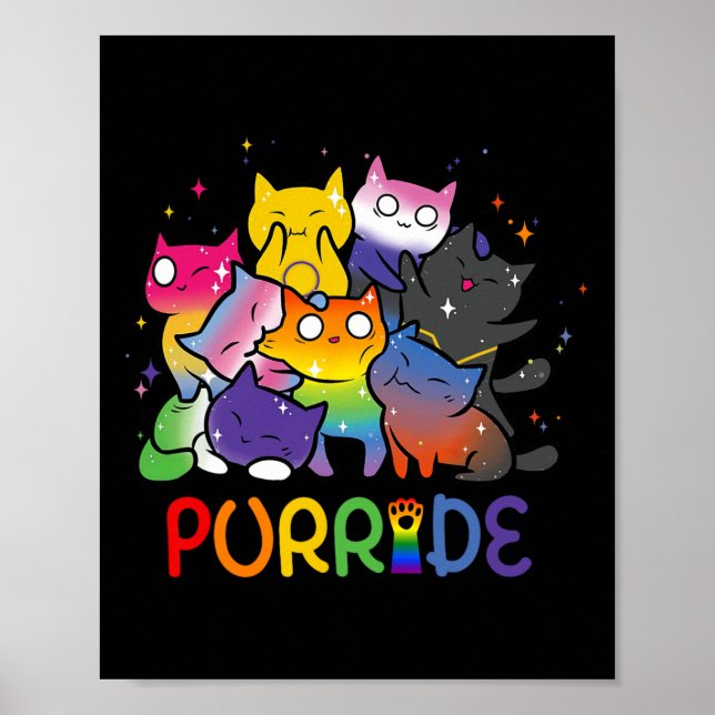Póster Purride Cat Pride Ally Lgbt Amantes de los Animale (Frente)