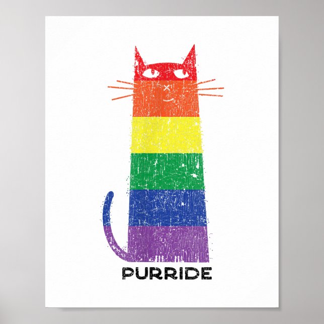 Póster Purride Shirt LGBT Funny Gay Primo Gato Diciendo G (Frente)