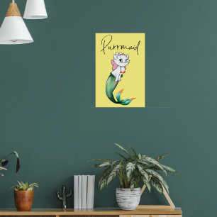 Póster Purrmaid de gatito de gatito de comadreja - Diseño