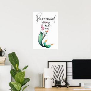 Póster Purrmaid de gatito de gatito de comadreja - Diseño