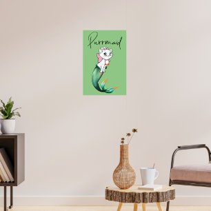 Póster Purrmaid de gatito de gatito de comadreja - Diseño