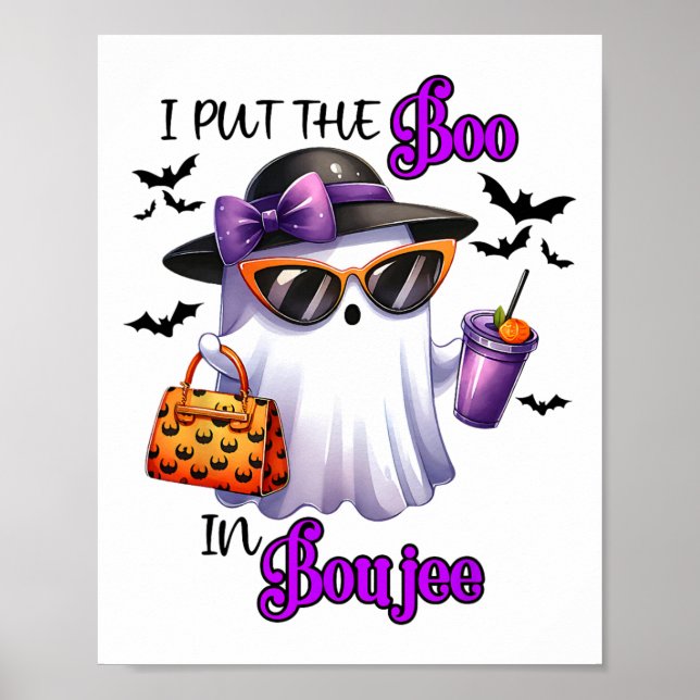 Póster Puse El Boo En Boujee Cute Fantasma Halloween Spoo (Frente)