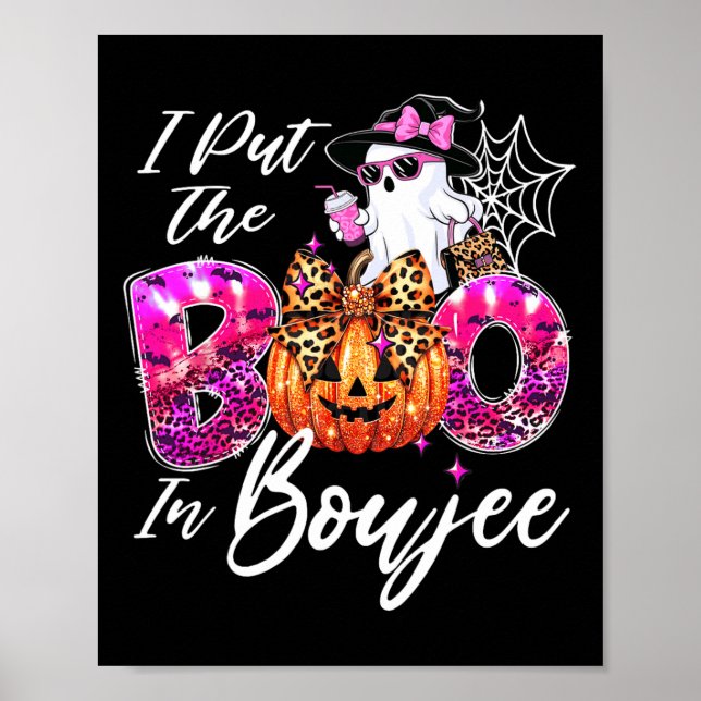 Póster Puse El Boo En Boujee Cute Leopard Boujie Ghost (Frente)