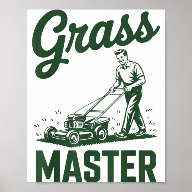 Póster Push Lawn Mower Legend Gr Master Dad Funny Mowing  (Frente)