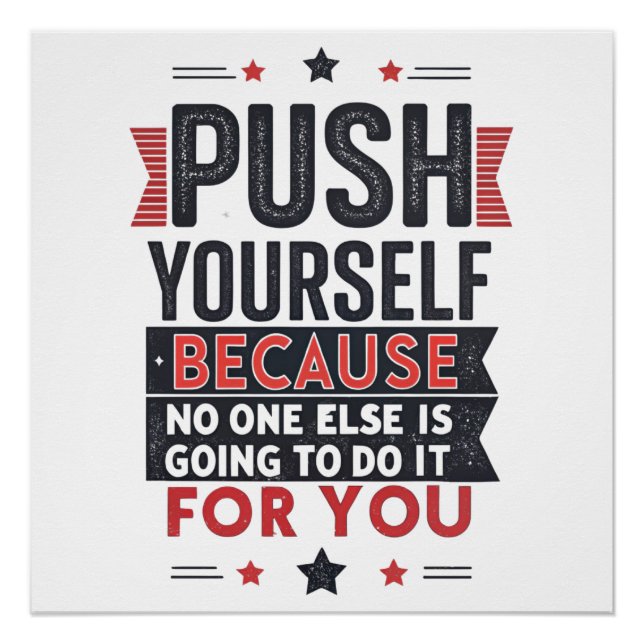 Póster Push Yourself Motivational Quote  (Anverso)