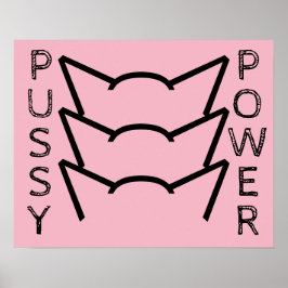 Póster Pussy Power Cat Oídos Mujeres De Resistencia Rosa 