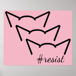 Póster Pussy Power Cat Oídos Mujeres De Resistencia Rosa 
