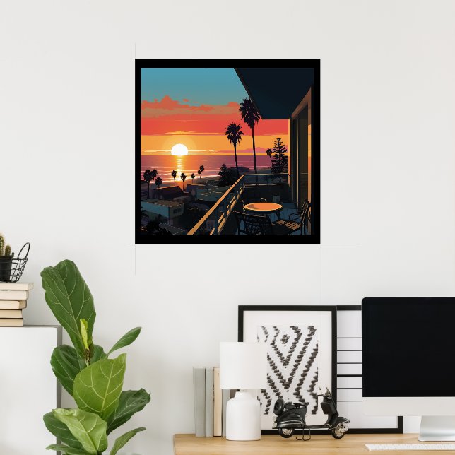PÓSTER PUSTA DE SOL EN SANTA MÓNICA #1 (Oficina en casa)
